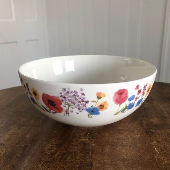 MIKASA Garden Pallette Floral large serving pasta salad bowl 9.5” mint - Picture 4 of 5